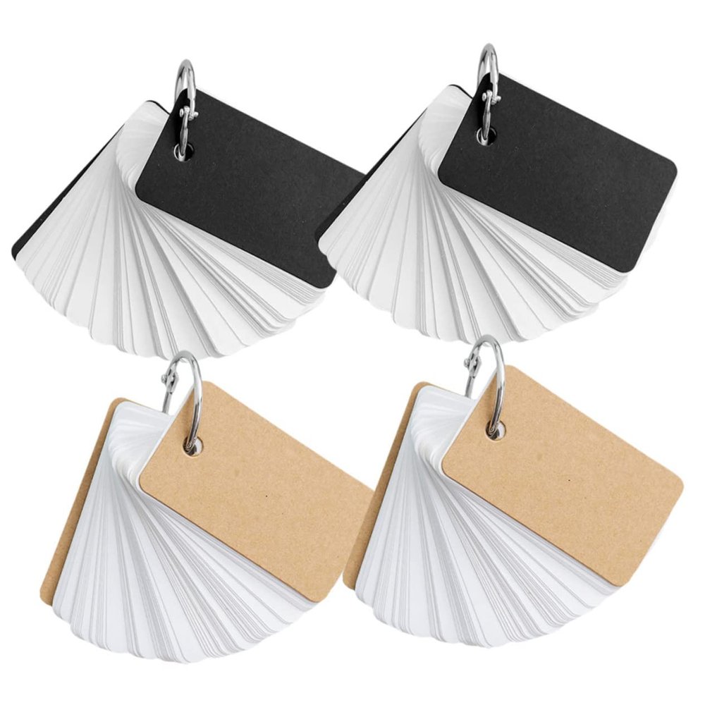 Veemoon 4Pcs Simple Style Blank Flashcards for English Vocabulary Learning Memo Cards with High End for Students and Daily Planning