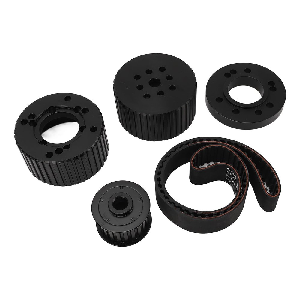 Aoaoy 1.5in Cogged Belt Pulley Kit,1:1 Ratio Pulley,Easy Install, for 289 302 351W Engine with Long, 5/8in Center Shaft (Black)