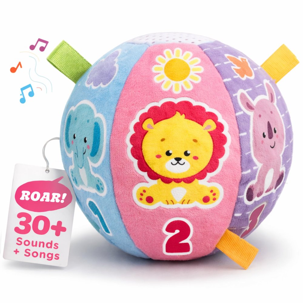 Move2Play, Hilariously Interactive Baby Ball with Music & Sound Effects | First Birthday Gift | Toddler Toy for Boys & Girls | Age 6, 9, 12, 18+ Month | 1, 2+ Year's Old (Baby Ball Pastel)