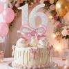 16th Birthday Cake Topper GirlBow Sweet Sixteen Birthday DecorationsSweet 16 Cake Topperhappy 16th birthday decorations girl cake topper view 4