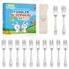 12 Pieces Stainless Steel Toddler Forks Set Kids Forks - Food Grade Kids Silverware Set Children Safe Small Forks Mirror Polished Sturdy and Durable Dishwasher Safe view 1