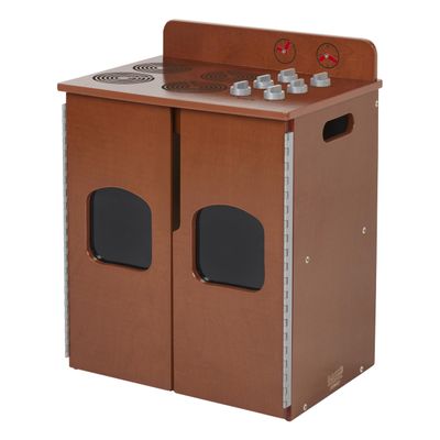 Back2School Express Chef's Station Kids Wooden Pretend Kitchen Stove, Play Kitchen, Dark Walnut