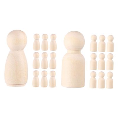 20Pcs Unfinished Wooden Peg Dolls DIY Kit Creative Blank Wooden Figures for Art Projects Safe and Friendly Decorative People for Imaginative Play and Room Decor