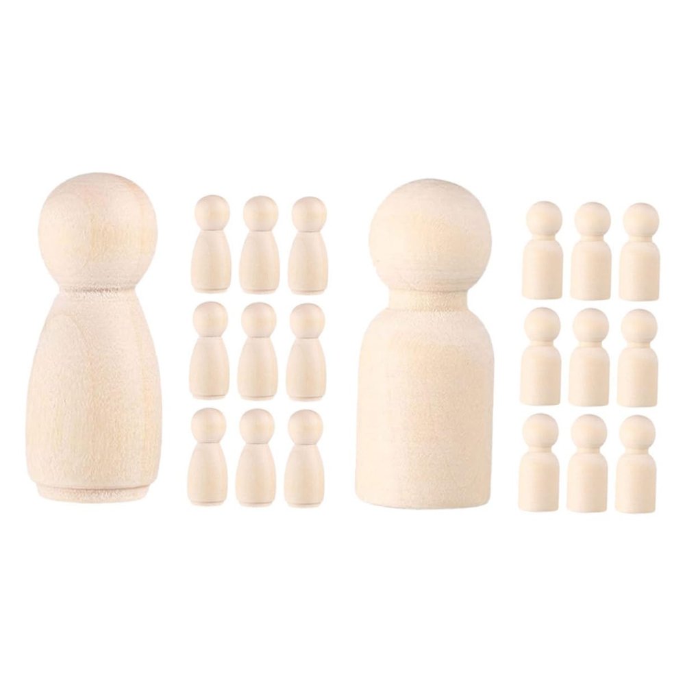 20Pcs Unfinished Wooden Peg Dolls DIY Kit Creative Blank Wooden Figures for Art Projects Safe and Friendly Decorative People for Imaginative Play and Room Decor