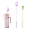 2 Pack Straw Cleaning Brush Set, Reusable Silicone Straw Cleaner Brushes Extra Long, Soft Bristles Fits 2.510mm Metal Glass Straws (Purple) view 1