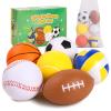PlayZap 6 Pack Balls for Toddlers Kids, Foam Soft Balls Set, 3.5" Small Soccer Basketball Baseball Football Volleyball Tennis, Indoor Outdoor Sports Toys Gifts for Boys Girls view 1