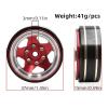 4X 1.3inch Wheel Hub Outer Diameter 3.7cm Aluminum Alloy, Brass Width 1.5cm for TRX4M SCX24 1/18 RC Crawlers Sturdy, Red view 4