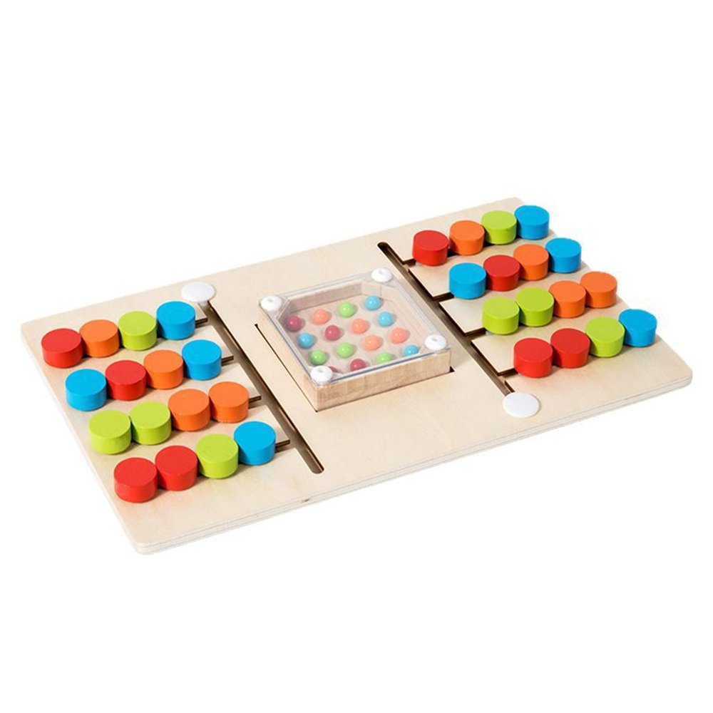 HAOHAOSHUA Battle Toys for Kids 3+ Years Preschool Logic Game Brain Teasers Boys Girls Four-Color Educational Wooden Toy for 3 4 5 6 Years Travel Toys Family Games (Big)