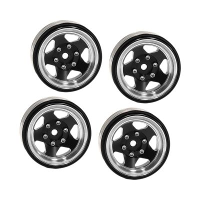4X 1.3inch Wheel Hub Outer Diameter 3.7cm Aluminum Alloy, Brass Width 1.5cm for TRX4M SCX24 1/18 RC Crawlers Sturdy, Black