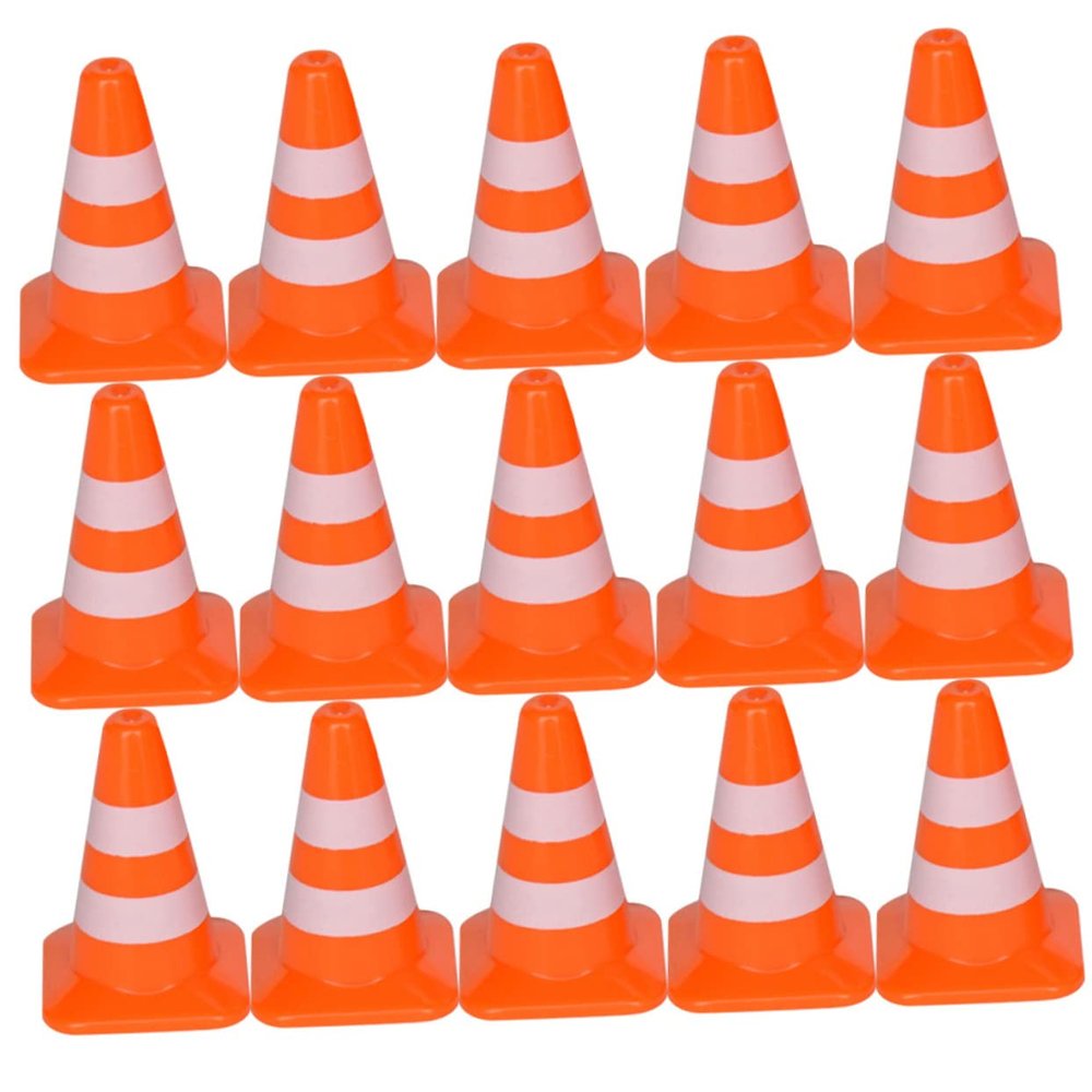 Yardwe 28Pcs Miniature Traffic Cones Bright Roadblock Models for Playtime and Table Scenarios Fun Road for Creative Traffic Scenes