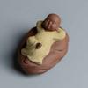 A1DFDFGOQSFG Handmade Purple Clay Little Monk Tea Pet Ornaments Creative Cute Small Novice Tea Set Tea Accessories Play Water (Color : B) (Purple) view 1
