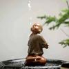 A1DFDFGOQSFG Handmade Purple Clay Little Monk Tea Pet Ornaments Creative Cute Small Novice Tea Set Tea Accessories Play Water (Color : B) (Purple) view 3