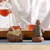 A1DFDFGOQSFG Handmade Purple Clay Little Monk Tea Pet Ornaments Creative Cute Small Novice Tea Set Tea Accessories Play Water (Color : B) (Purple) view 4