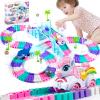 Ancitoy Unicorn Race Track Car Set for Kids, Flexible DIY Tracks with Unicorn and Shark Cars, STEM Building Toy for Girls and Boys Ages 3 4 5 6 7, Birthday Gift Idea view 1