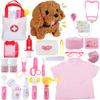 Toy Doctor Kit for Girls - TEUVO Pretend Play Doctor Set with Dog Toy, Carrying Bag, Stethoscope, Dress Up Costume - Toys Doctor Play Birthday Gift for Kids Toddlers 2 3 4 5 6 7 Year Old for Role Play view 1