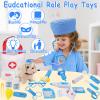 TEUVO Toy Doctor Kit for Girls, Pretend Play Doctor Set with Dog Toy, Carrying Bag, Stethoscope, Dress Up Costume, Toys Doctor Play Birthday Gift for Kids Toddlers 1 2 3 4 5 6 7 Year Old for Role Play view 2