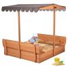 Aivituvin Kids Sand Boxes with Lid and Canopy, Outdoor Sandboxes with Cover, Foldable Bench Seats, Retractable Roof, Sand Table for Kids Ages 4-8 (Brown) view 1