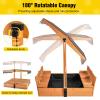 Aivituvin Kids Sand Boxes with Lid and Canopy, Outdoor Sandboxes with Cover, Foldable Bench Seats, Retractable Roof, Sand Table for Kids Ages 4-8 (Brown) view 4