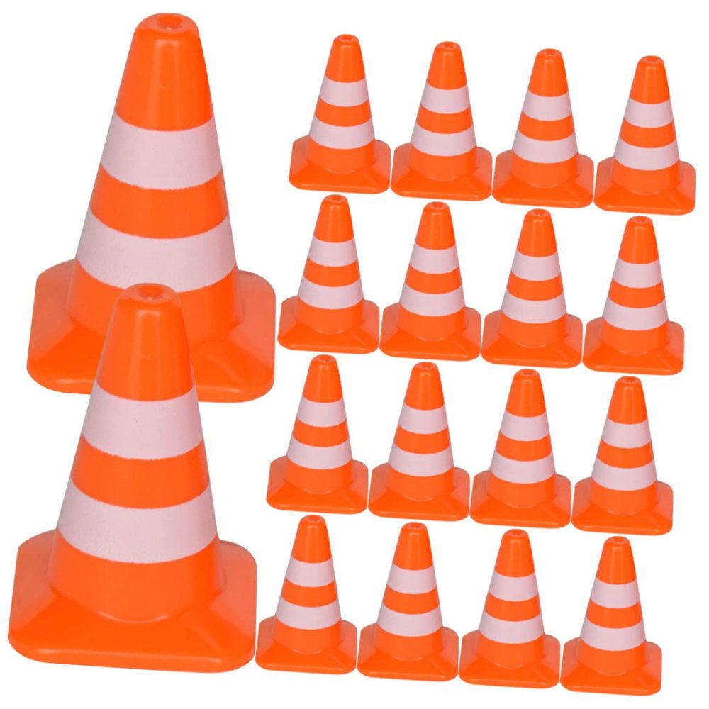 DECHOUS 28Pcs Traffic Cones for Roadblock Models for Educational Play and Traffic Simulation Construction for Outdoor Activities and Role Play