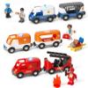 Giant bean 6pcs Magnetic Rescue Train Car Set with Sound & Light  3 in1 Police, Fire & Ambulance Emergency Vehicles, Magnetic Coupling with Action Figures Accessories, STEM Play Toy for Kids 3+ view 1