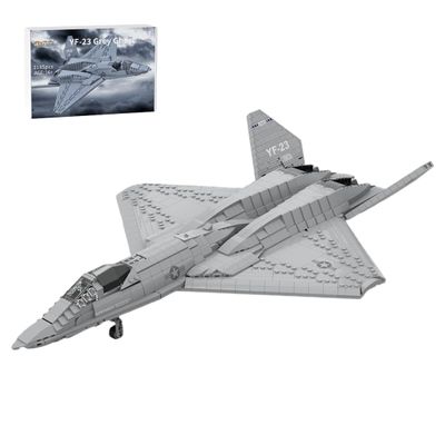 1/35 Scale Aircraft Military Model,MOC-177282 1/35 Scale YF-23 Grey Ghost Fighter Building Blocks Set, Removable Landing Gear Design, Magazine can Accommodate a Missile(2185PCS)