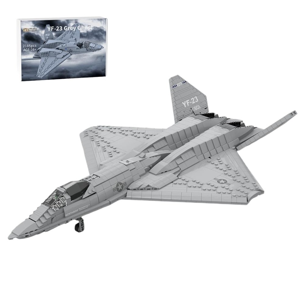 1/35 Scale Aircraft Military Model,MOC-177282 1/35 Scale YF-23 Grey Ghost Fighter Building Blocks Set, Removable Landing Gear Design, Magazine can Accommodate a Missile(2185PCS)