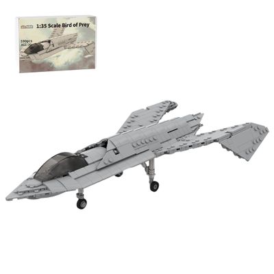 1/35 Scale Aircraft Military Model, MOC-191232 1/35 Scale Bird of Pray Combat Fighter Building Blocks Set,Streamlined Fuselage and Adjustable Wing Design, Gift for Adults (590PCS)