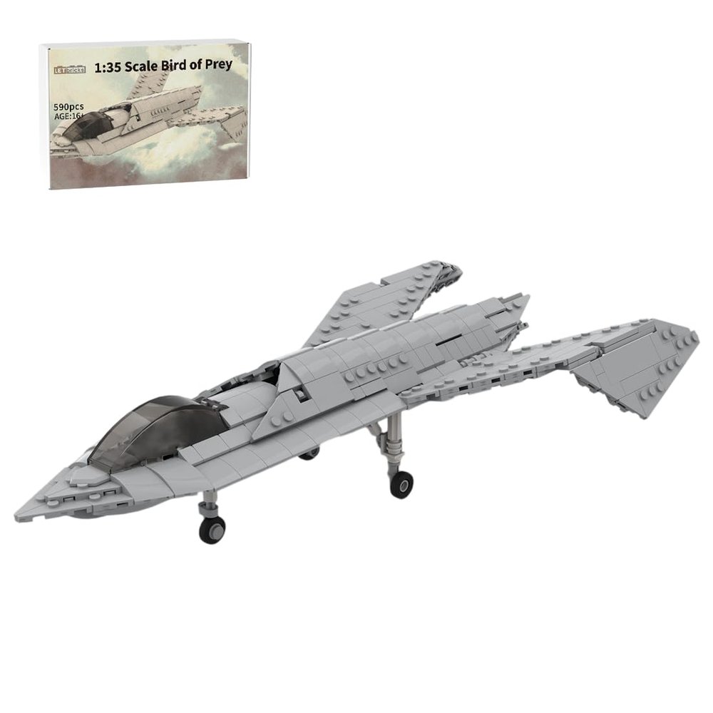 1/35 Scale Aircraft Military Model, MOC-191232 1/35 Scale Bird of Pray Combat Fighter Building Blocks Set,Streamlined Fuselage and Adjustable Wing Design, Gift for Adults (590PCS)