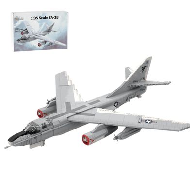 1/35 Scale Aircraft Military Model, MOC-151490 1/35 EA-3B SkyWarrior Strategic Bomber Building Blocks Set, Openable Cockpit, Foldable Landing Gear and Wings(2092PCS)