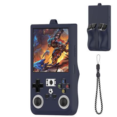 Case Cover for R36Max Handheld Game Console, Soft Silicone Protector Cover Skin Case with Lanyard for R36Max, Anti-Scratch,Shockproof,Blue