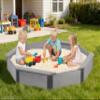 64''x56''x9'' Wooden Octagon Sandbox with Cover, Large Sandpit for Kids Outdoor Patio Backyard Play, Easy & Quick Assemble view 2