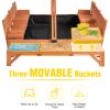 Aivituvin Kids Sand Boxes with Lid and Canopy, Outdoor Sandboxes with Cover, Foldable Bench Seats, Retractable Roof, Sand Table for Kids Ages 4-8 (Brown with Toy Bins) view 2