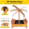 Aivituvin Kids Sand Boxes with Lid and Canopy, Outdoor Sandboxes with Cover, Foldable Bench Seats, Retractable Roof, Sand Table for Kids Ages 4-8 (Brown with Toy Bins) view 3