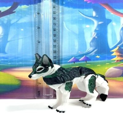 3D Printed Wolf, Articulated Animal Wolf Toy, 3.5" Medium Executive Desk Toy, Stress Relief Fidget Toy WC3002-GREEN-M