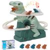 Dinosaur Climbing Stairs Toy Orbit Chasing Race Track Game Set Slide Climb Stairs Toys Roller Coaster Toy with Music Light Educational Puzzle Playsets Gift for Toddler Kids Boys Girls Age 3+ view 1