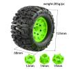 125mm 1/10 RC Monster Truck Rubber Tire Plastic Wheel Rim set 12mm and 14mmHEX Fits 1/10 RC Monster Truck HSP HPI HIMOTO Arrma Redcat AMORIL Summit Tamiya Kyosho W198 (Orange) view 2