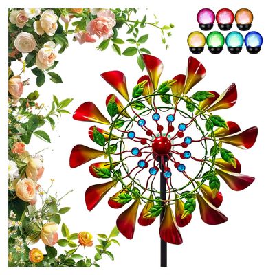 83in Garden Windmills and Spinners Metal Wind Mills Multi-Color Seasonal LED Lighting Wind Spinner