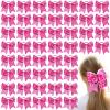 Suncalla 48 Pcs 7 '' Breast Cancer Awareness Cheer Hair Bows Pink Bow view 1