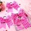 Suncalla 48 Pcs 7 '' Breast Cancer Awareness Cheer Hair Bows Pink Bow view 3