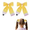 2Pcs Back to School Pencil Bows for Girls,Glitter Yellow Pencil Teacher Hair Bows Clips Back to School Hair Accessories for Girls Toddler Kids Kindergarten 1st 2nd 3rd 4th 5th Grade Hairpin view 1