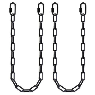 2Pcs 45" Black Heavy Duty Hanging Chains with 4 Carabiners 1000 LB Capacity Coated Swing Chain Extension Hammock Chains and Hooks Hardware Chain for Hanging Chair, Porch Swing, Punching Bags