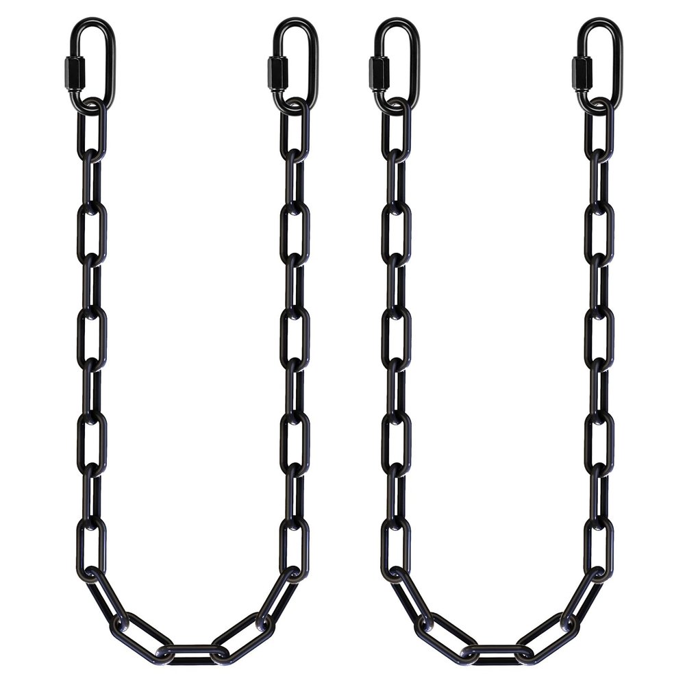 2Pcs 45" Black Heavy Duty Hanging Chains with 4 Carabiners 1000 LB Capacity Coated Swing Chain Extension Hammock Chains and Hooks Hardware Chain for Hanging Chair, Porch Swing, Punching Bags