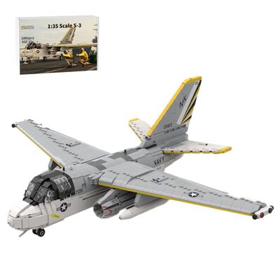 1/35 Scale Aircraft Military Model, MOC-150877 1/35 Scale S-3 Viking Building Blocks Set, Includes Four Torpedoes. Removable Landing Gear, Gift for Adults(2092PCS)