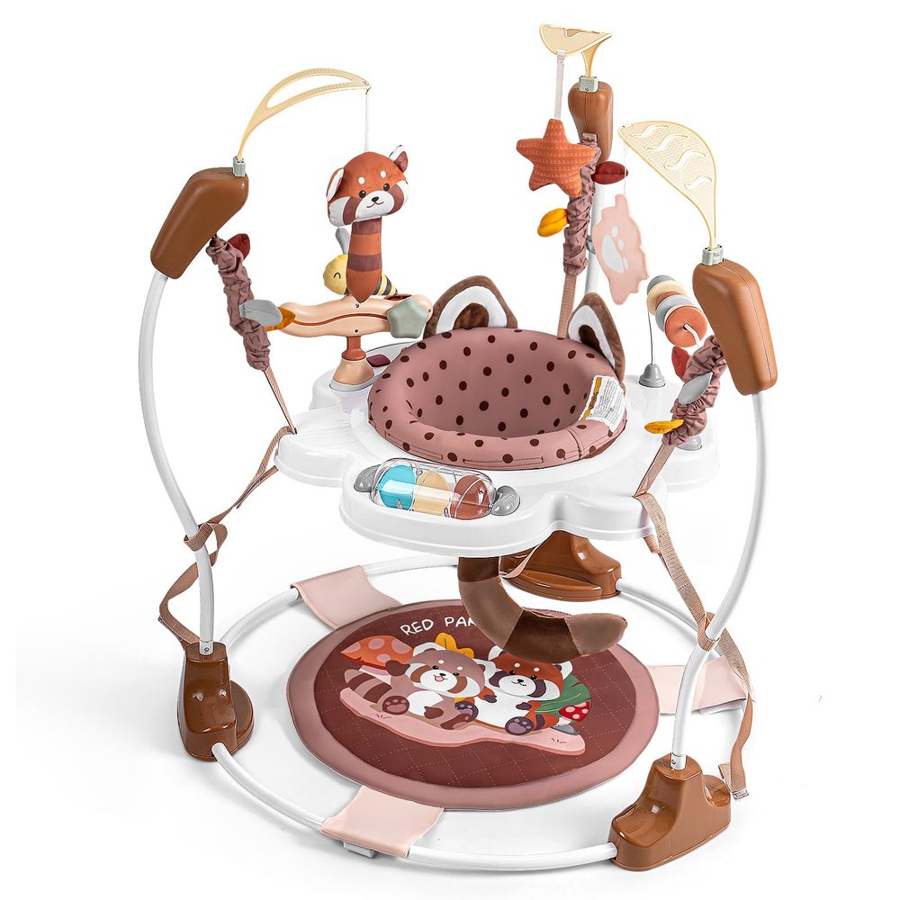 Baby Activity Center, Baby Jumper Activity Center with Music, Interactive Toys, 360 Rotating Seat, 3 Adjustable Heights, Infant Activity Jumper for 6+ Months (Red Panda)