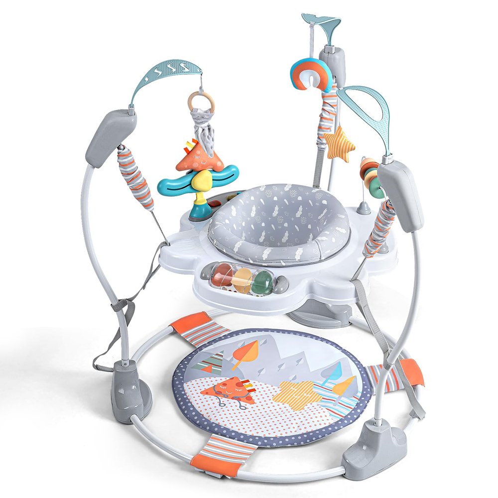Baby Activity Center, Baby Jumper Activity Center with Music, Interactive Toys, 360 Rotating Seat, 3 Adjustable Heights, Infant Activity Jumper for 6+ Months (Gray Forest)