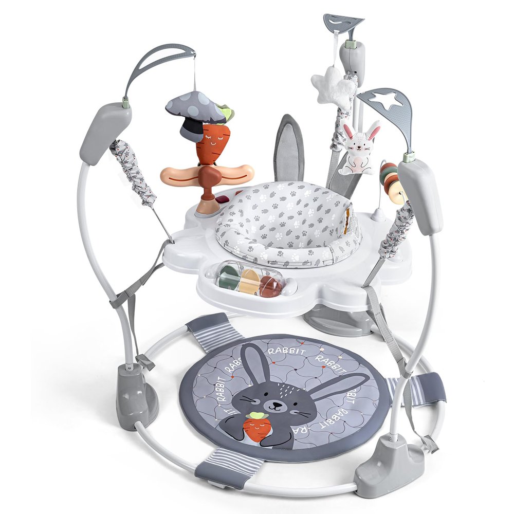 Baby Activity Center, Baby Jumper Activity Center with Music, Interactive Toys, 360 Rotating Seat, 3 Adjustable Heights, Infant Activity Jumper for 6+ Months (Rabbit)