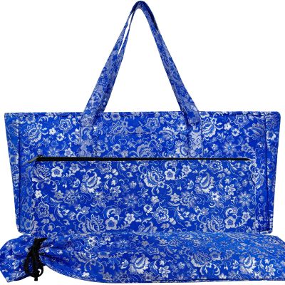 AKIZUKI JOO Empty Mahjong Bags for Tiles and Racks  with Integrated Mat Holder, Mahjong Tile Bag and Rack/Pushers Drawstring Bag, Thickened Blue American Mahjong Bag (Case Only)