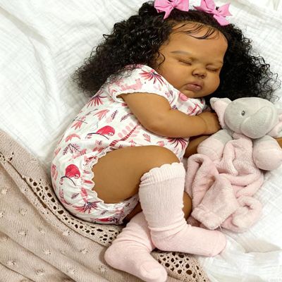 Anano Black Reborn Baby Dolls Girl Silicone 19 in Realistic African American Baby Doll Lifelike Newborn Babys Doll Biracial Silicone Babies Real Life Babies Reborn Toddler Dolls