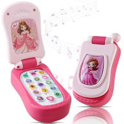 FENYAN Baby Cell Phone Toy 12-18 Months, Toddler Play Phone with Light and Music, Preschool Learning and Education, Christmas Birthday Gifts Princess Flip Smartphone Toys for Girl 1-3