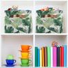 MNSRUU Storage Basket Monstera Pattern Collapsible Organizer Basket for Shelves with PU Handles, Decorative Waterproof Nursery Laundry Storage Cubes Bins, 1 Pack view 3